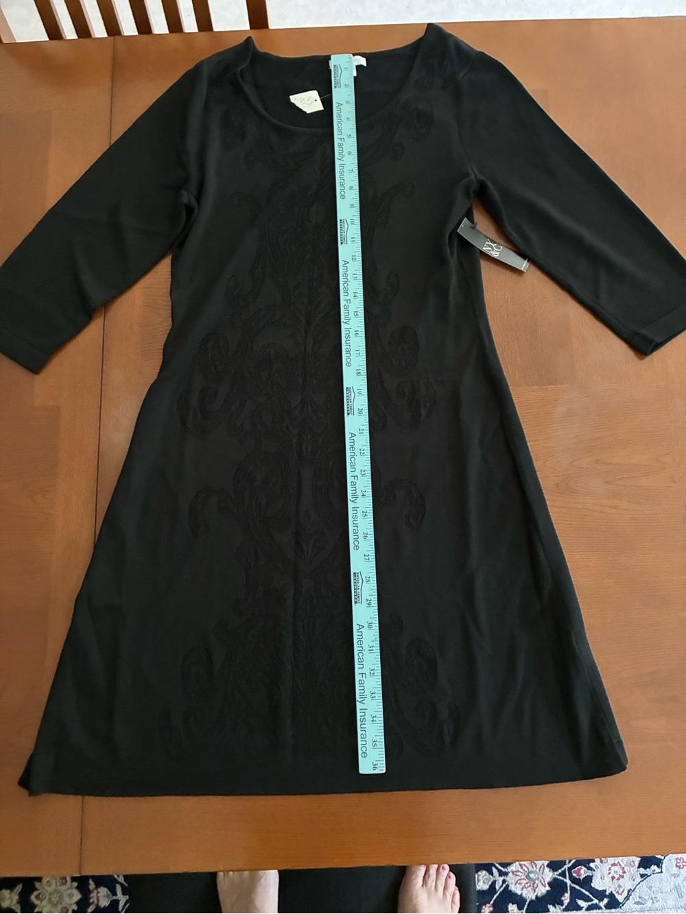 New York & Company Black Scoop Neck  Dress with decorative front